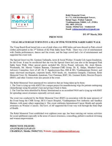 Press Note - Pink Sakhi Saree Walk 2nd Edition